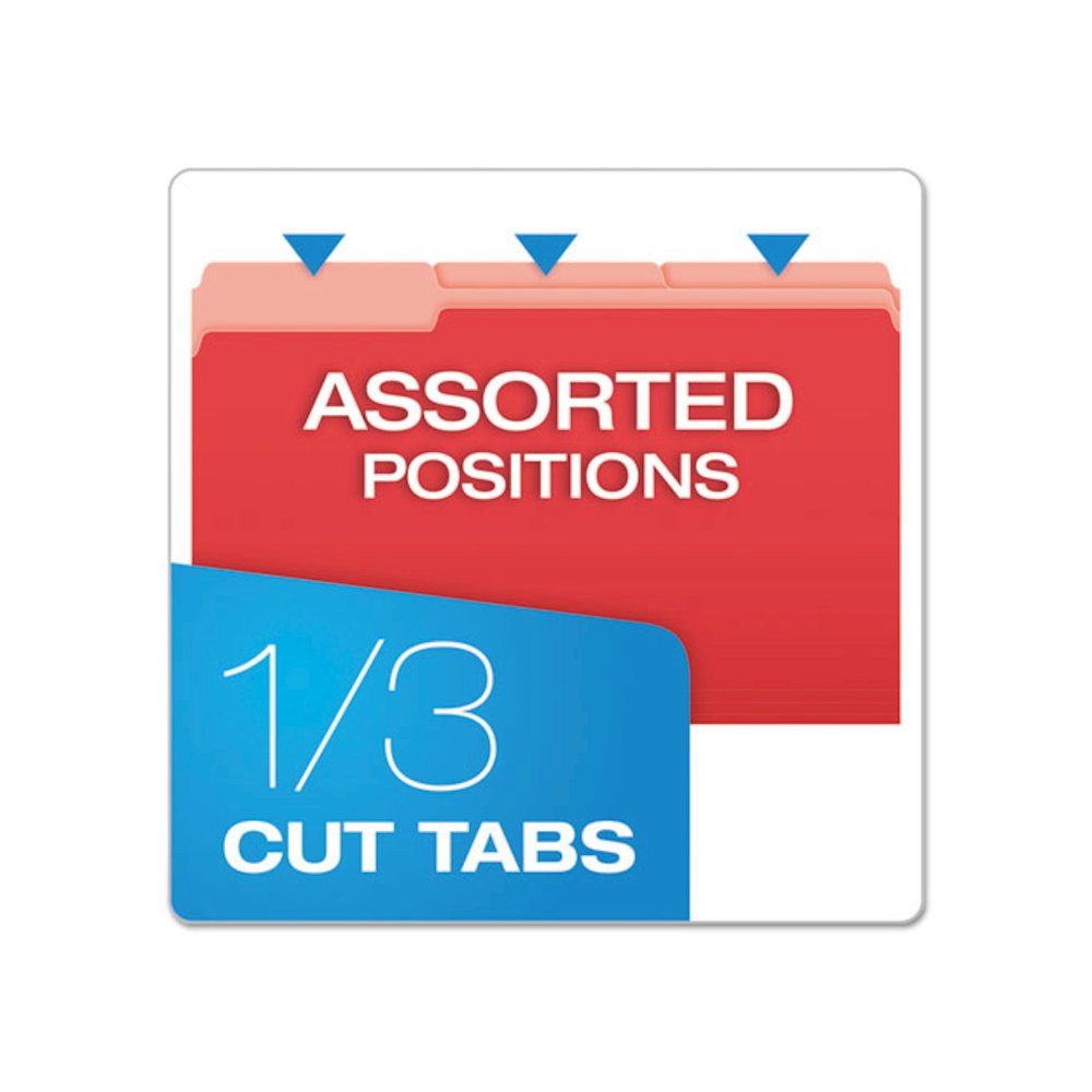 Colored File Folders, 1/3-Cut Tabs: Assorted, Legal Size, Red/Light Red, 100/Box. Picture 2