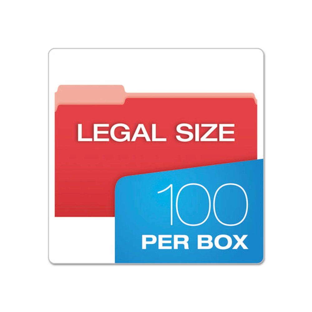 Colored File Folders, 1/3-Cut Tabs: Assorted, Legal Size, Red/Light Red, 100/Box. Picture 5