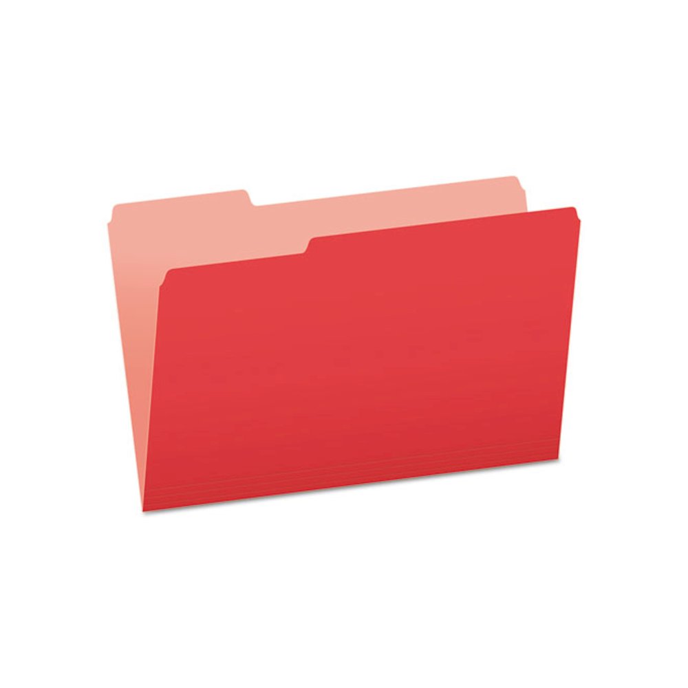 Colored File Folders, 1/3-Cut Tabs: Assorted, Legal Size, Red/Light Red, 100/Box. Picture 1