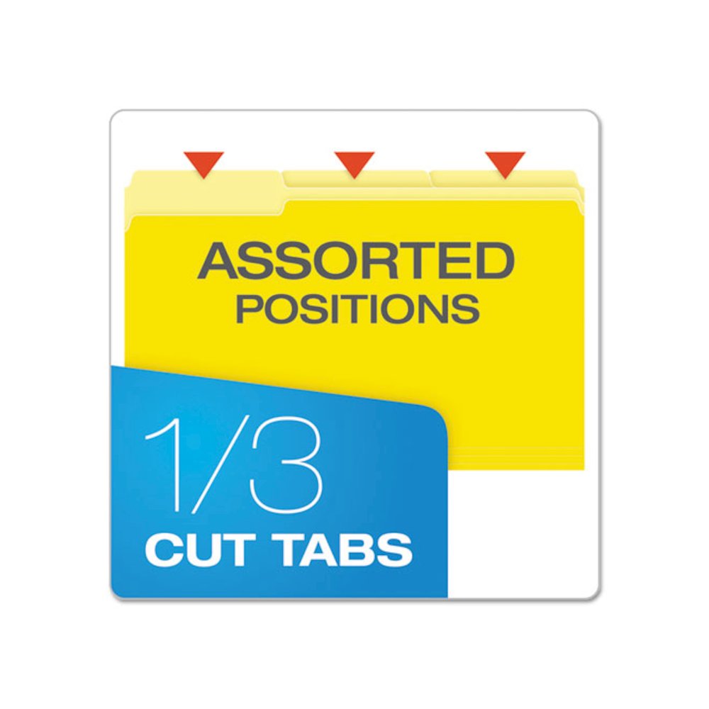 Colored File Folders, 1/3-Cut Tabs: Assorted, Legal Size, Yellow/Light Yellow, 100/Box. Picture 2