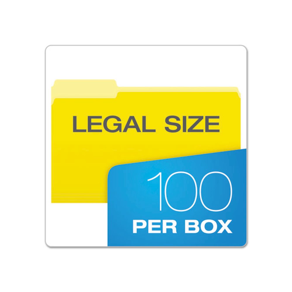 Colored File Folders, 1/3-Cut Tabs: Assorted, Legal Size, Yellow/Light Yellow, 100/Box. Picture 5