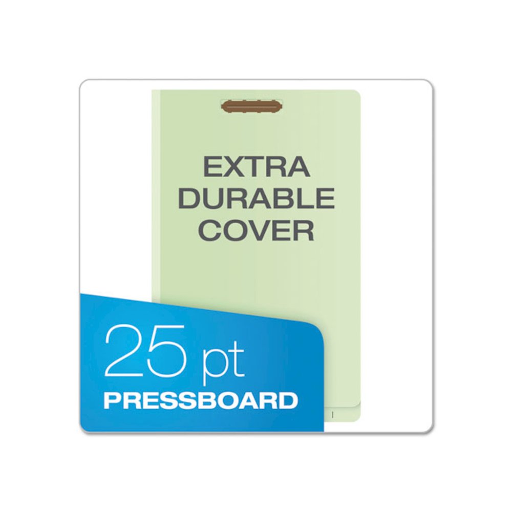 End Tab Classification Folders, Straight Tab, Expands 2", 1 Divider, 4 Fasteners, Legal Size, Pale Green, 10/Box. Picture 3