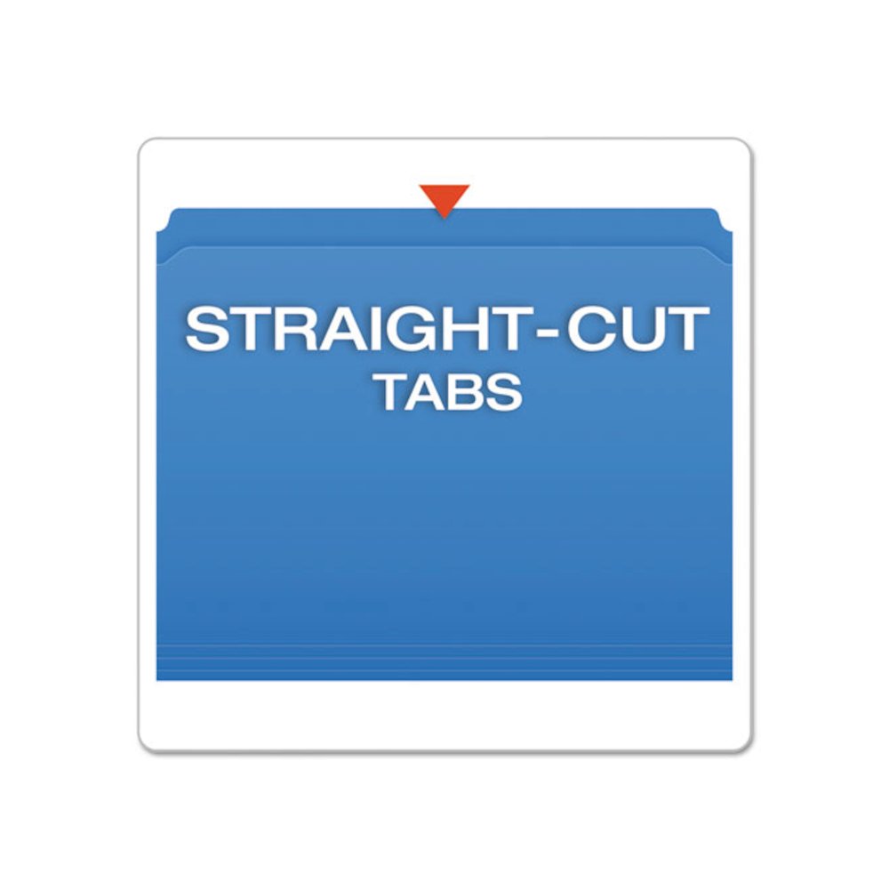 Double-Ply Reinforced Top Tab Colored File Folders, Straight Tabs, Letter Size, 0.75" Expansion, Blue, 100/Box. Picture 3