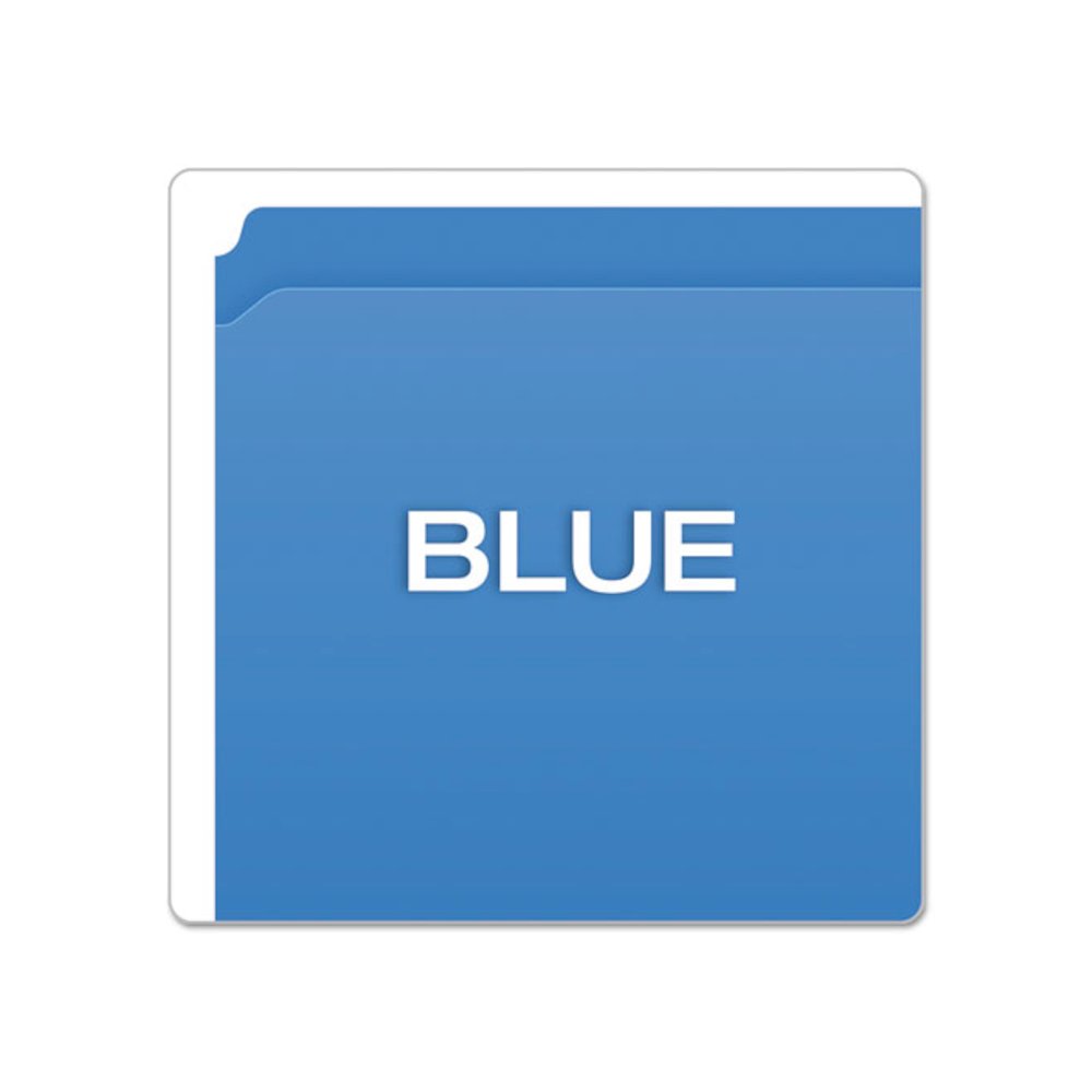 Double-Ply Reinforced Top Tab Colored File Folders, Straight Tabs, Letter Size, 0.75" Expansion, Blue, 100/Box. Picture 4