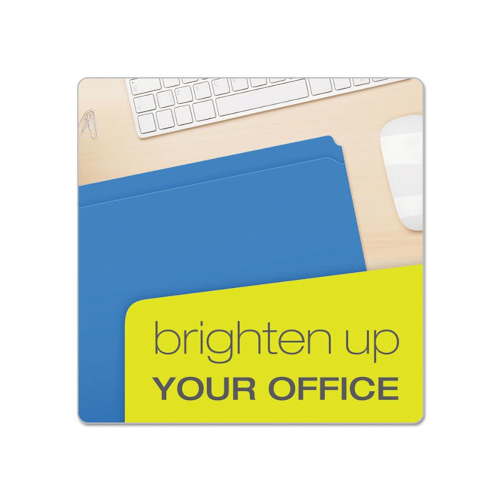 Double-Ply Reinforced Top Tab Colored File Folders, Straight Tabs, Letter Size, 0.75" Expansion, Blue, 100/Box. Picture 5