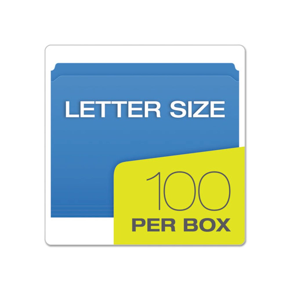 Double-Ply Reinforced Top Tab Colored File Folders, Straight Tabs, Letter Size, 0.75" Expansion, Blue, 100/Box. Picture 6