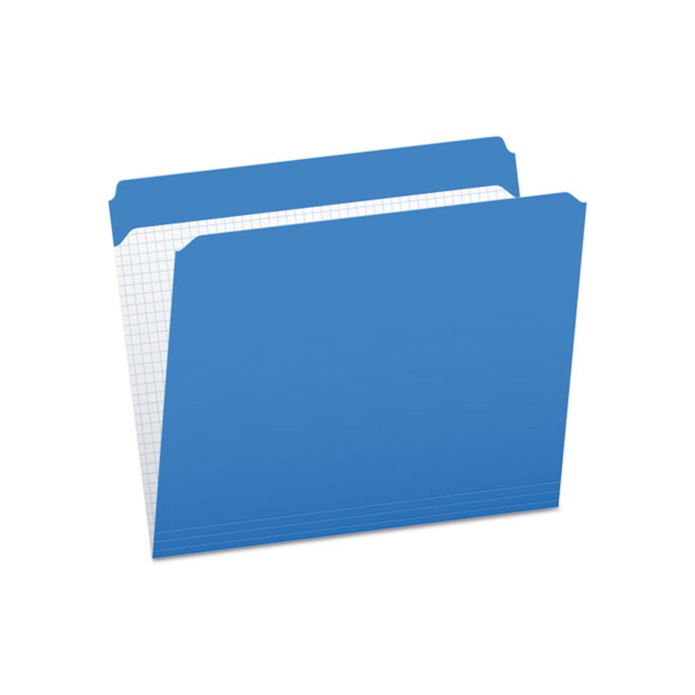Double-Ply Reinforced Top Tab Colored File Folders, Straight Tabs, Letter Size, 0.75" Expansion, Blue, 100/Box. Picture 1