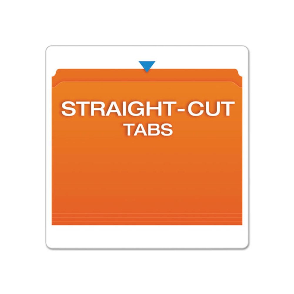 Double-Ply Reinforced Top Tab Colored File Folders, Straight Tabs, Letter Size, 0.75" Expansion, Orange, 100/Box. Picture 3
