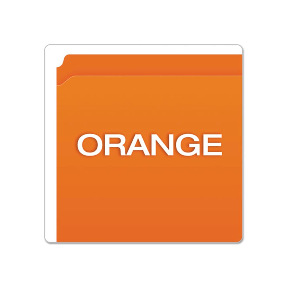 Double-Ply Reinforced Top Tab Colored File Folders, Straight Tabs, Letter Size, 0.75" Expansion, Orange, 100/Box. Picture 4