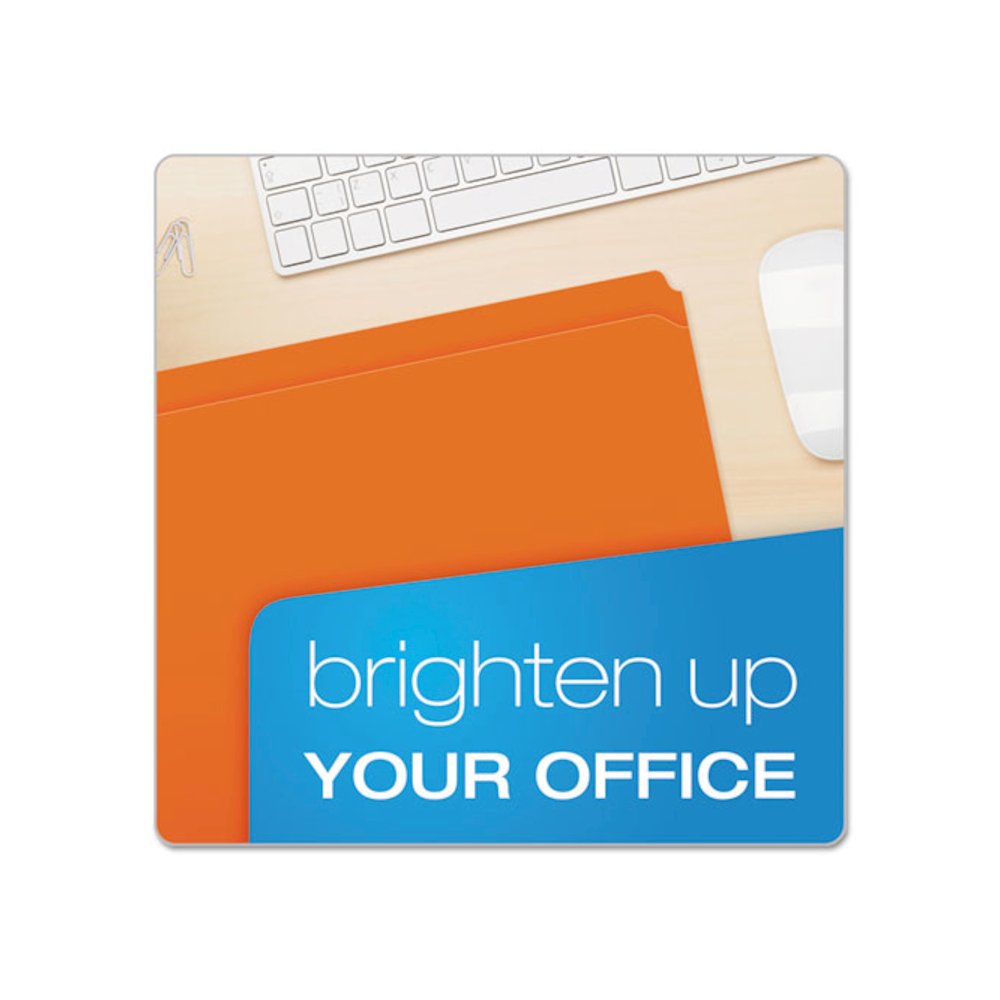 Double-Ply Reinforced Top Tab Colored File Folders, Straight Tabs, Letter Size, 0.75" Expansion, Orange, 100/Box. Picture 5