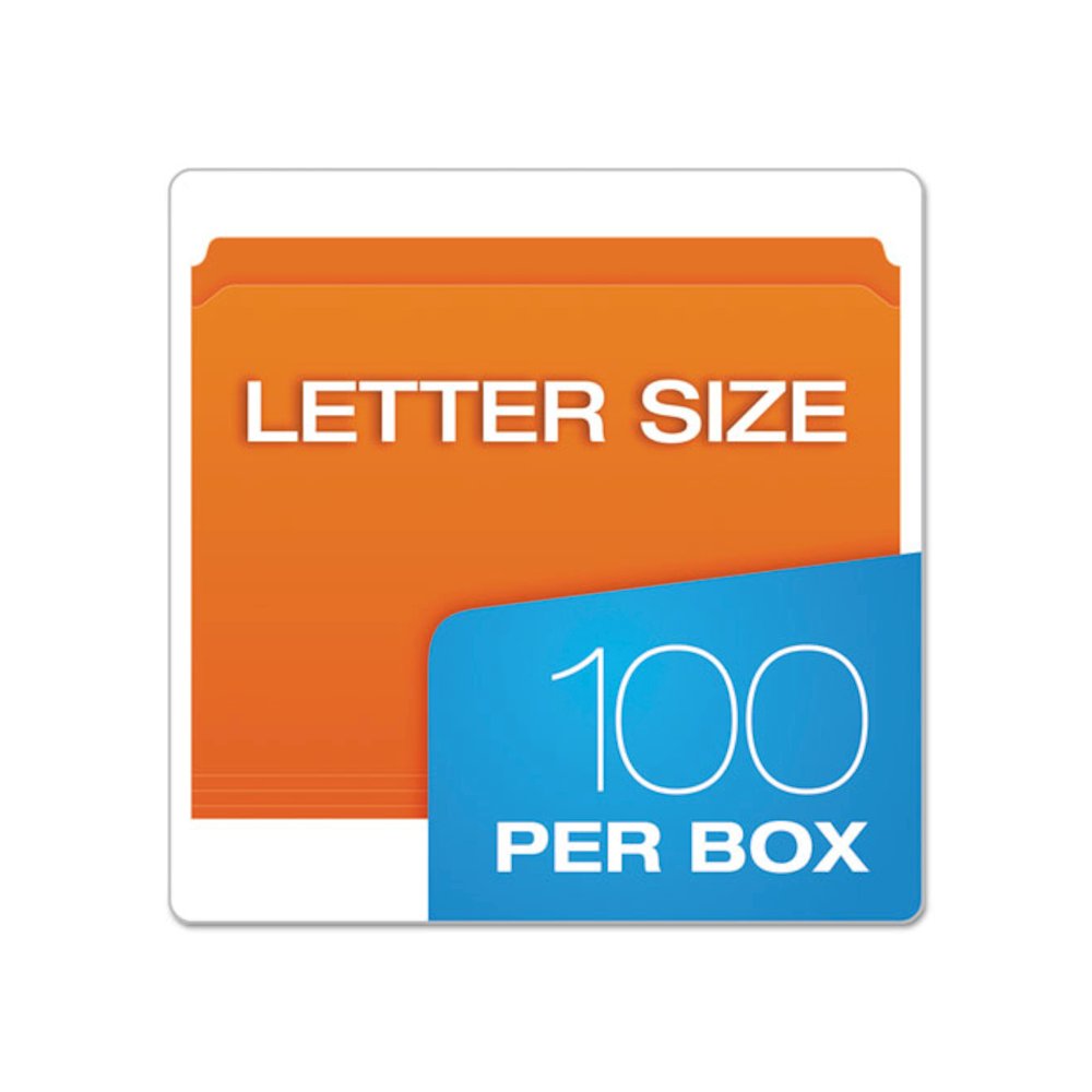 Double-Ply Reinforced Top Tab Colored File Folders, Straight Tabs, Letter Size, 0.75" Expansion, Orange, 100/Box. Picture 6