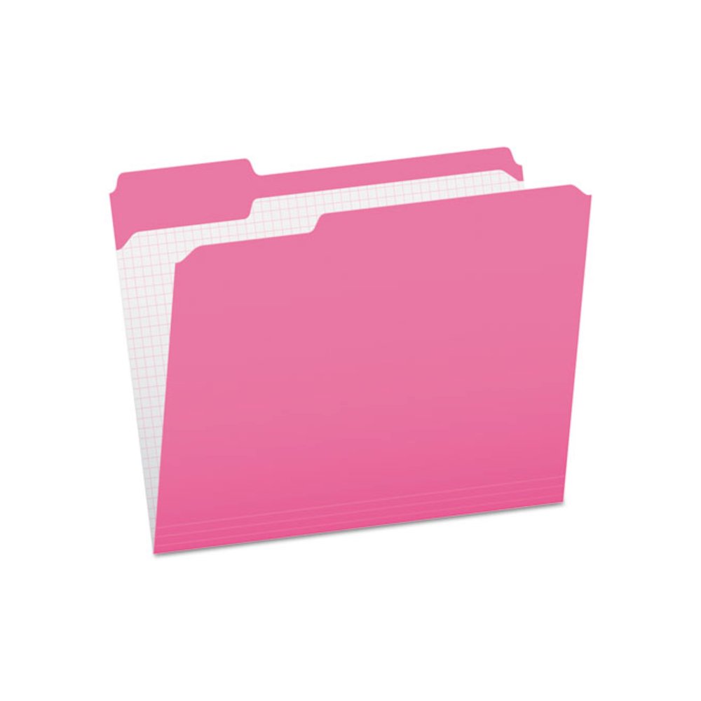Double-Ply Reinforced Top Tab Colored File Folders, 1/3-Cut Tabs: Assorted, Letter Size, 0.75" Expansion, Pink, 100/Box. Picture 1
