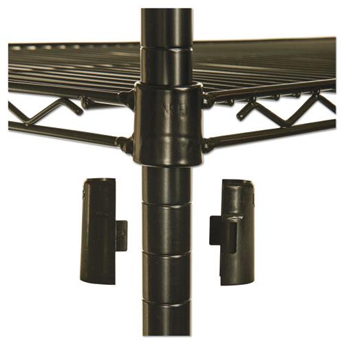 NSF Certified Industrial Four-Shelf Wire Shelving Kit, 48w x 18d x 72h, Black. Picture 8