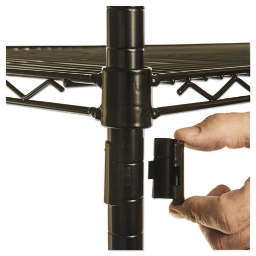 NSF Certified Industrial Four-Shelf Wire Shelving Kit, 48w x 24d x 72h, Black. Picture 5