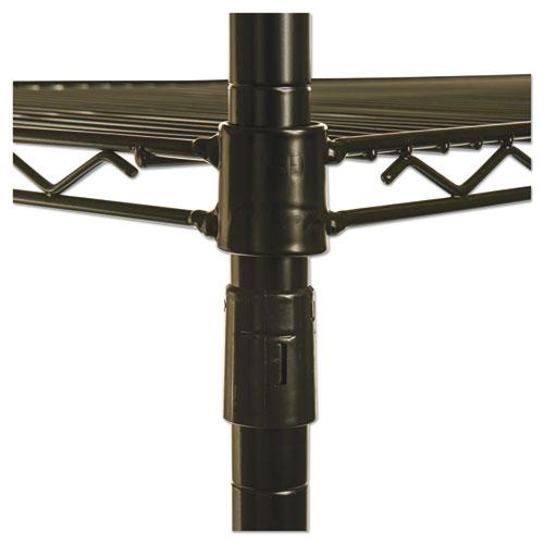 NSF Certified Industrial Four-Shelf Wire Shelving Kit, 48w x 18d x 72h, Black. Picture 9