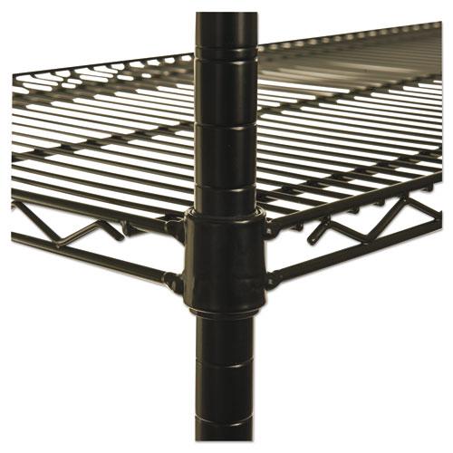 NSF Certified Industrial Four-Shelf Wire Shelving Kit, 48w x 18d x 72h, Black. Picture 10