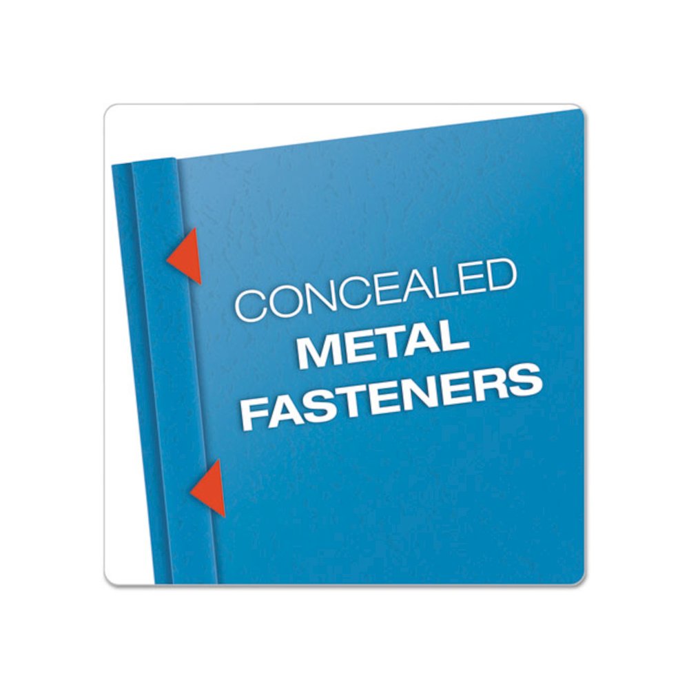 Clear Front Standard Grade Report Cover, Three-Prong Fastener, 0.5" Capacity, 8.5 x 11, Clear/Light Blue, 25/Box. Picture 3