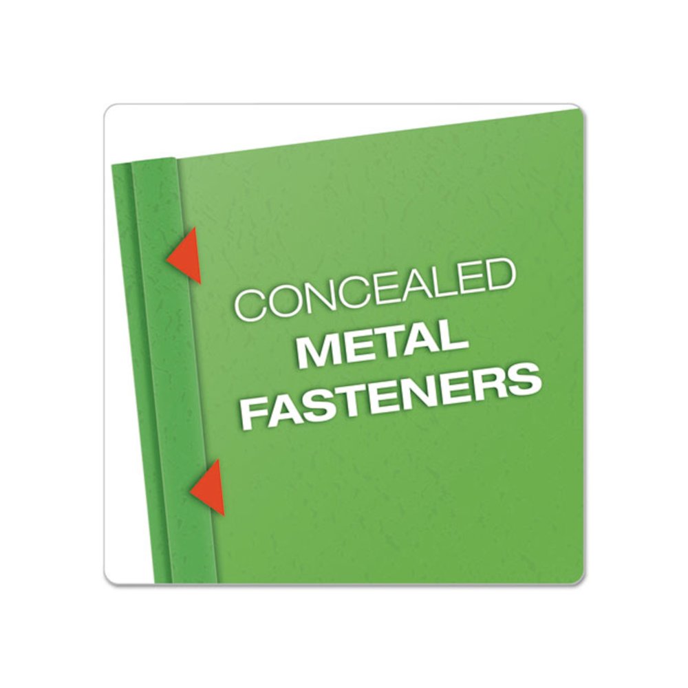 Clear Front Standard Grade Report Cover, Three-Prong Fastener, 0.5" Capacity, 8.5 x 11, Clear/Green, 25/Box. Picture 3