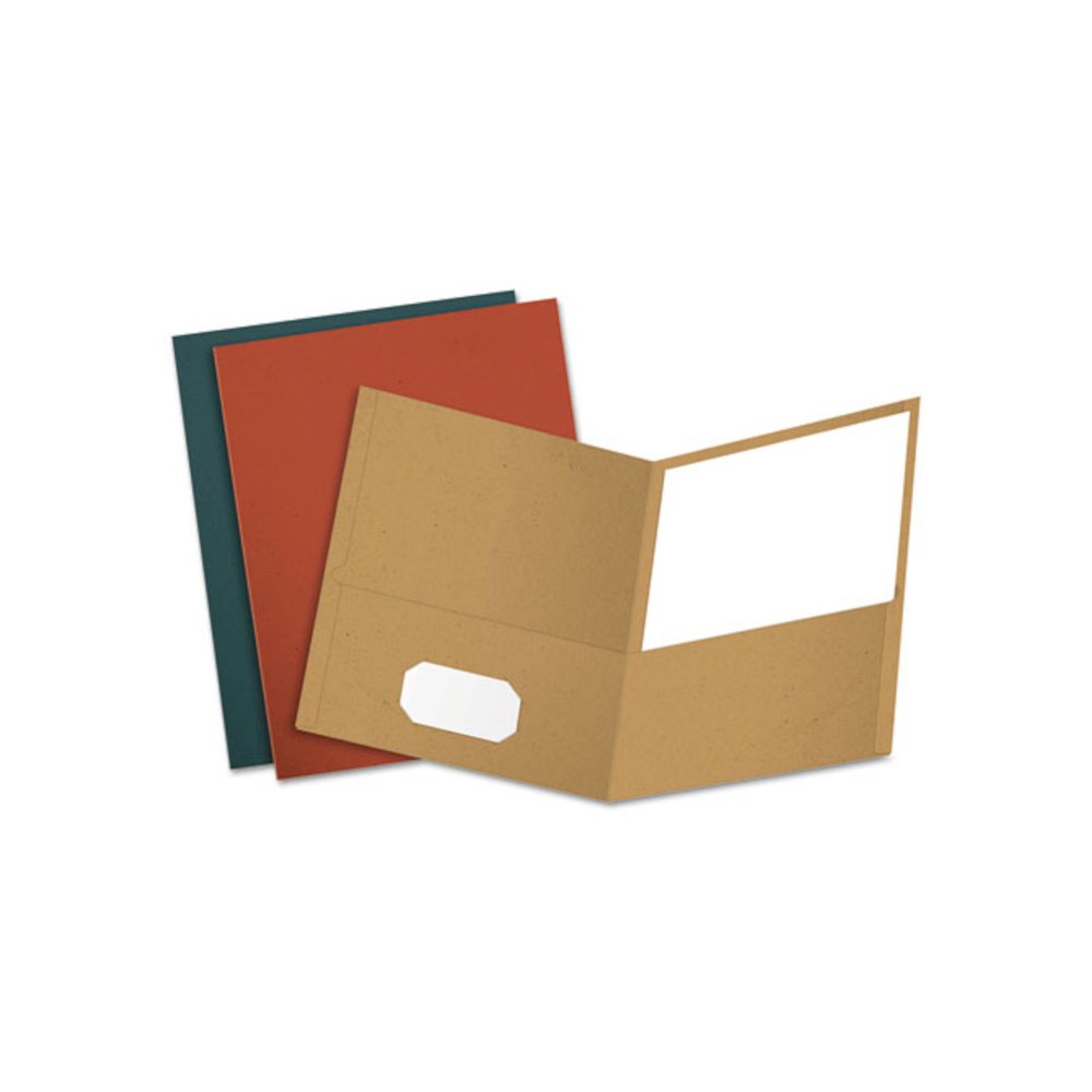 Earthwise by Oxford 100% Recycled Twin-Pocket Folder, Accommodates (100) 11 x 8.5 Sheets, Assorted Colors, 25/Box. Picture 1