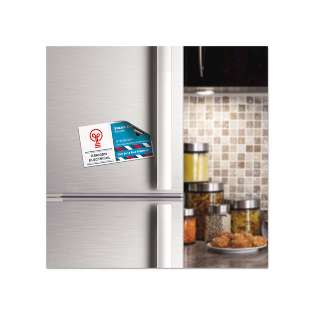 Magnetic Business Cards, Inkjet, 2 x 3.5, White, 10 Cards/Sheet, 3 Sheets/Pack. Picture 3
