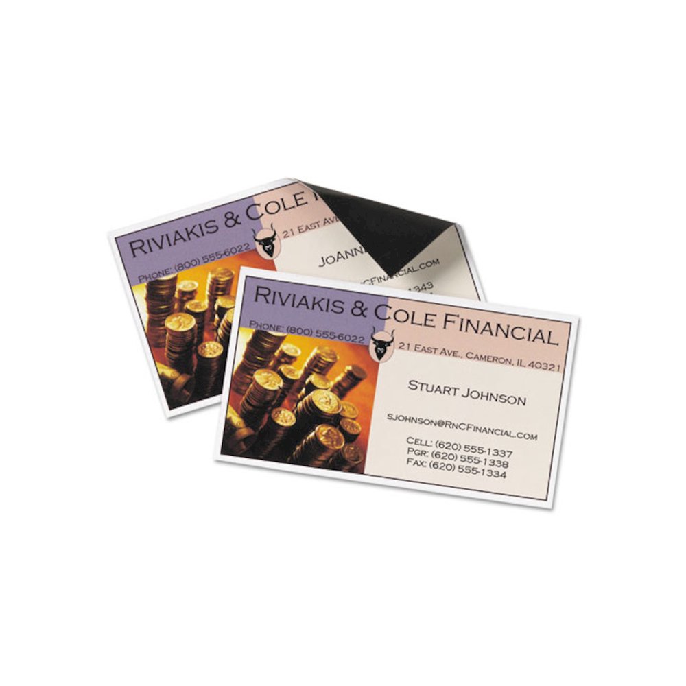 Magnetic Business Cards, Inkjet, 2 x 3.5, White, 10 Cards/Sheet, 3 Sheets/Pack. Picture 5