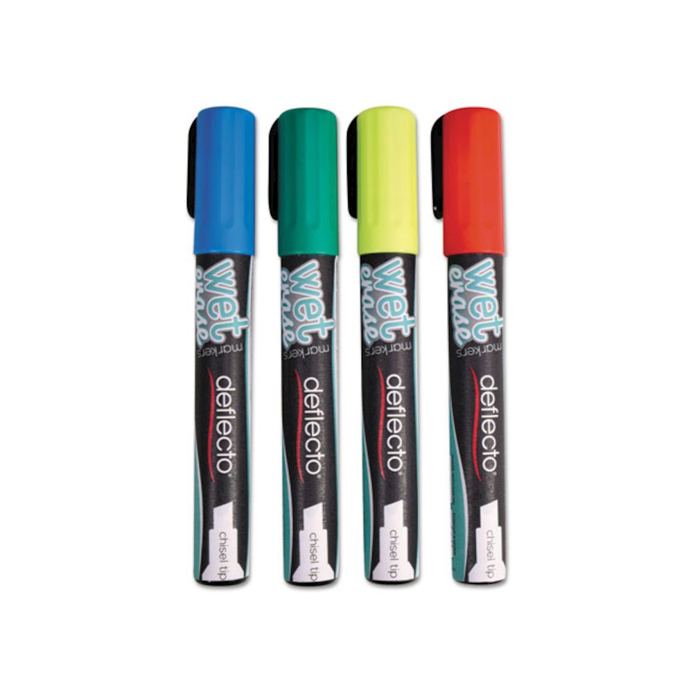 Wet Erase Markers, Medium Chisel Tip, Assorted Colors, 4/Pack. Picture 2