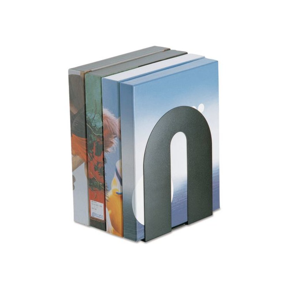 Heavy Duty Bookends, Nonskid Base, 8 x 8 x 10, Steel, Black, Pair. Picture 4