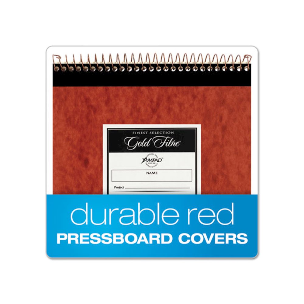 Gold Fibre Retro Wirebound Writing Pads, Red Cover, Wide/Legal Rule and Quadrille Rule (5 sq/in), (70) White 8.5 x 11 Sheets. Picture 2