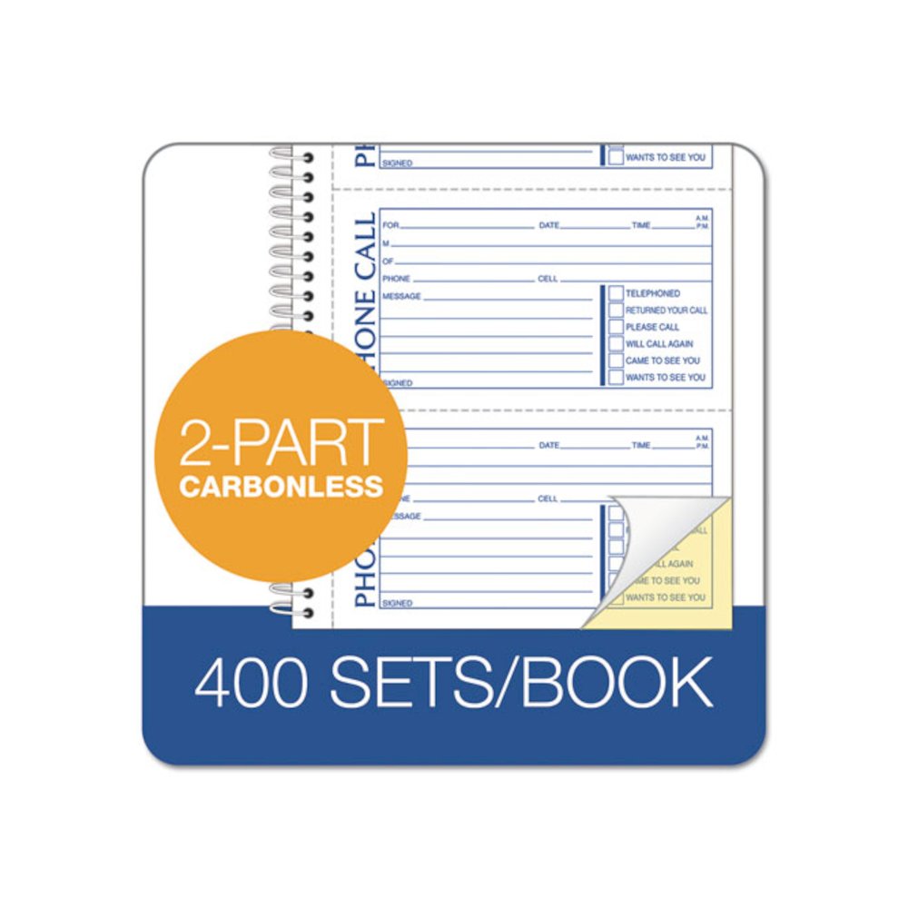 Second Nature Phone Call Book, Two-Part Carbonless, 5 x 2.75, 4 Forms/Sheet, 400 Forms Total. Picture 3