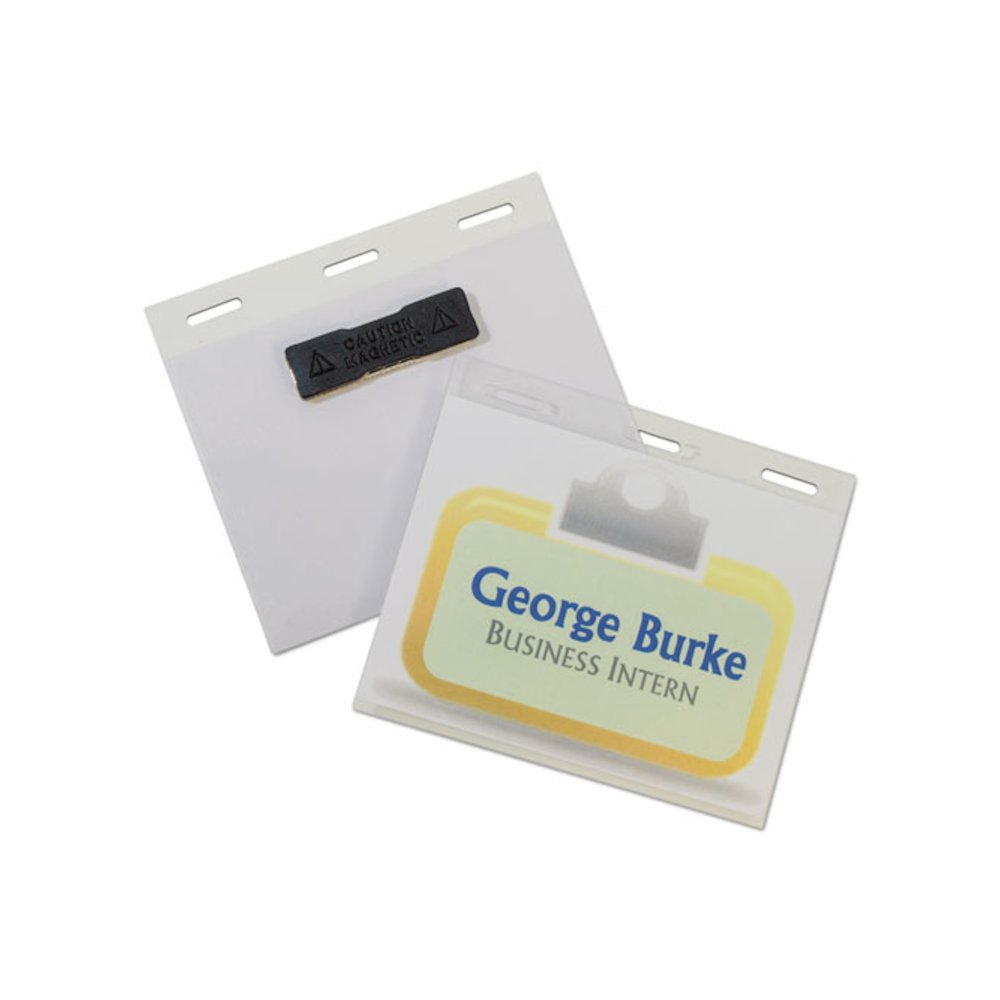 Self-Laminating Magnetic Style Name Badge Holder Kit, 3" x 4", Clear, 20/Box. Picture 1