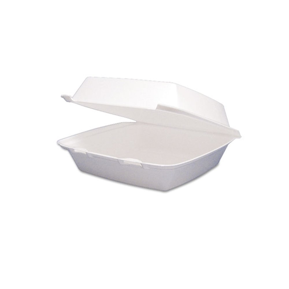 Foam Hinged Lid Containers, 8.38 x 7.78 x 3.25, White, 200/Carton. Picture 1