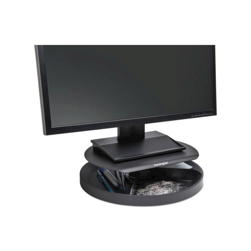Spin2 Monitor Stand with SmartFit, 12.6" x 12.6" x 2.25" to 3.5", Black, Supports 40 lbs. Picture 1