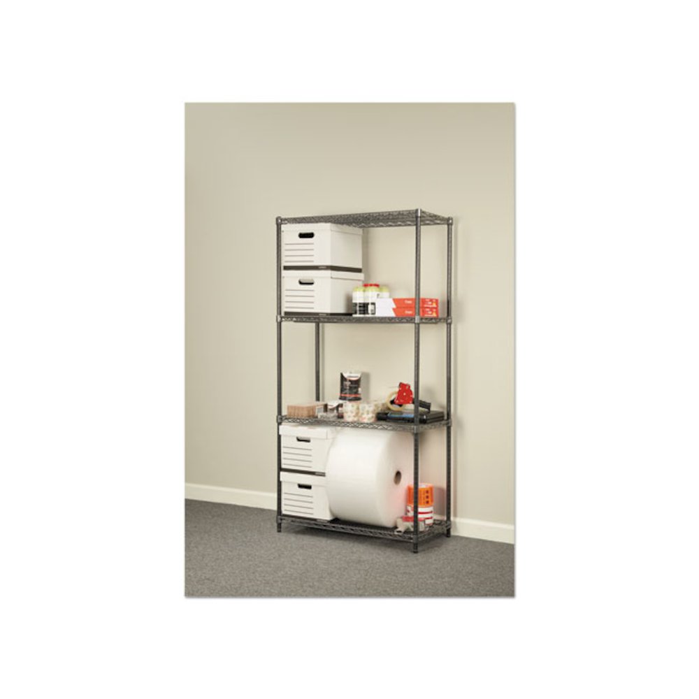 Wire Shelving Starter Kit, Four-Shelf, 36w x 18d x 72h, Black Anthracite. Picture 9