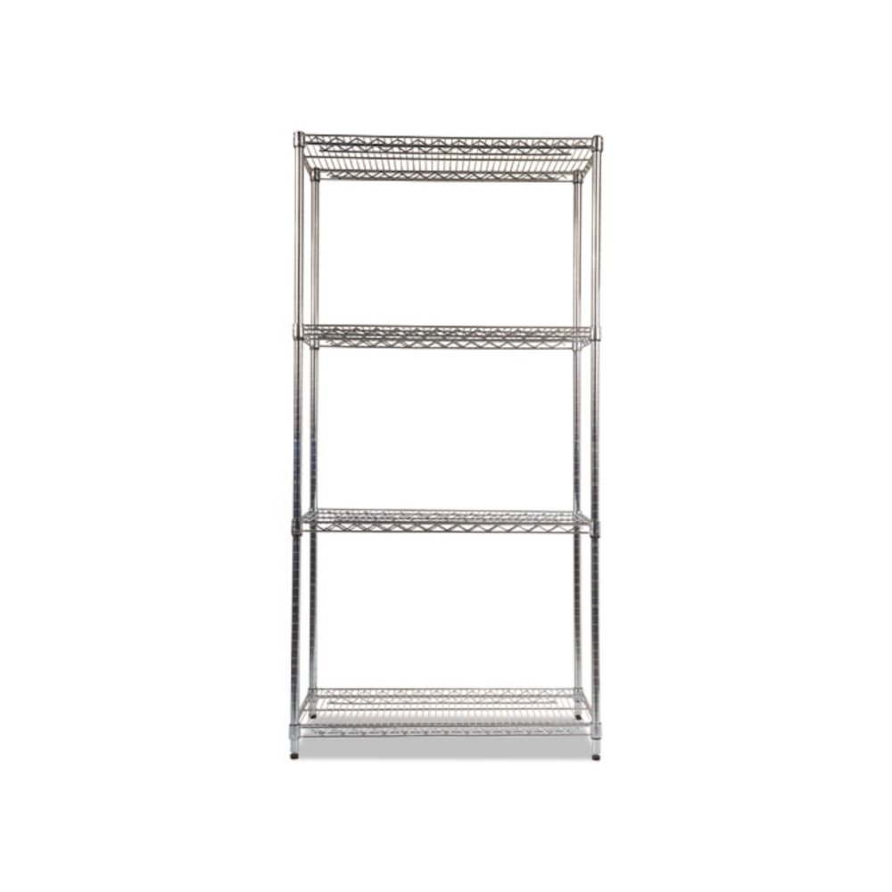 NSF Certified Industrial Four-Shelf Wire Shelving Kit, 36w x 18d x 72h, Silver. Picture 2