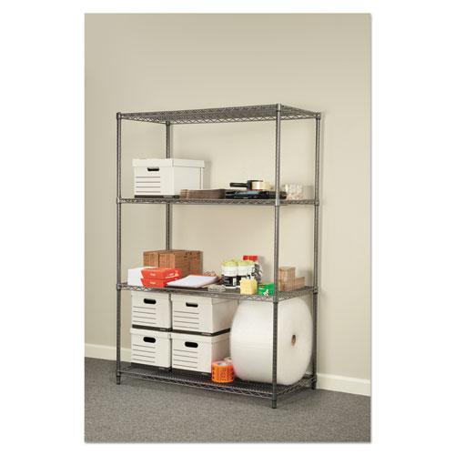 Wire Shelving Starter Kit, Four-Shelf, 48w x 24d x 72h, Black Anthracite. Picture 4