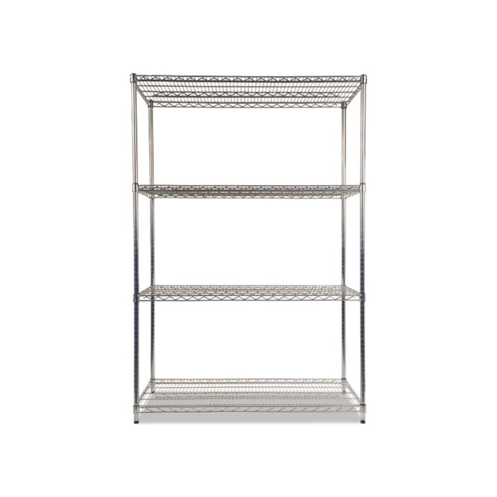 NSF Certified Industrial Four-Shelf Wire Shelving Kit, 48w x 24d x 72h, Silver. Picture 2
