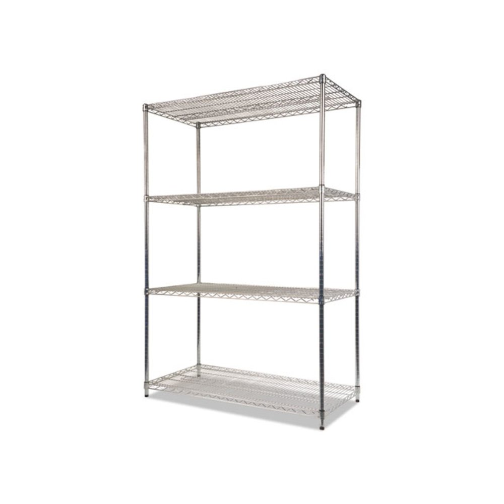 NSF Certified Industrial Four-Shelf Wire Shelving Kit, 48w x 24d x 72h, Silver. Picture 3