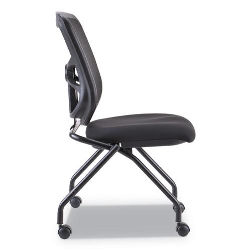 Alera Elusion Mesh Nesting Chairs, Supports Up to 275 lb, 18.1" Seat Height, Black Seat, Black Back, Black Base, 2/Carton. Picture 3