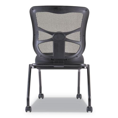 Alera Elusion Mesh Nesting Chairs, Supports Up to 275 lb, 18.1" Seat Height, Black Seat, Black Back, Black Base, 2/Carton. Picture 4