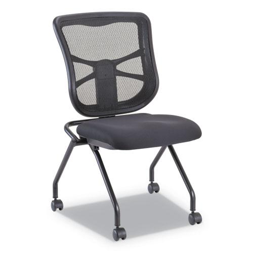 Alera Elusion Mesh Nesting Chairs, Supports Up to 275 lb, 18.1" Seat Height, Black Seat, Black Back, Black Base, 2/Carton. Picture 1