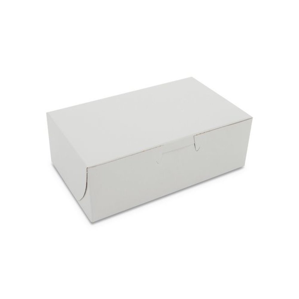 White One-Piece Non-Window Bakery Boxes, 6.25 x 3.75 x 2.13, White, Paper, 250/Bundle. Picture 1