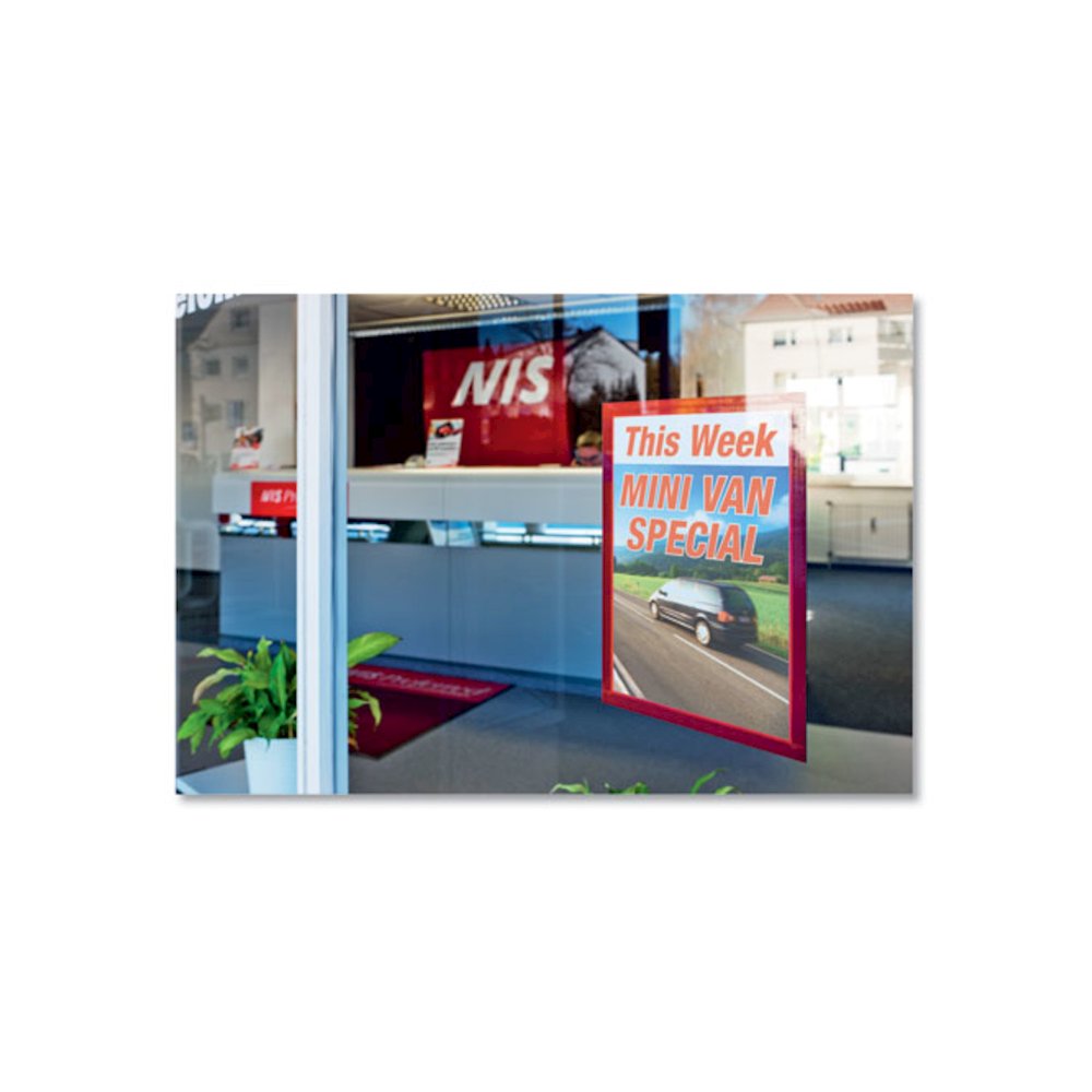 DURAFRAME Sign Holder, 8.5 x 11, Red Frame, 2/Pack. Picture 3