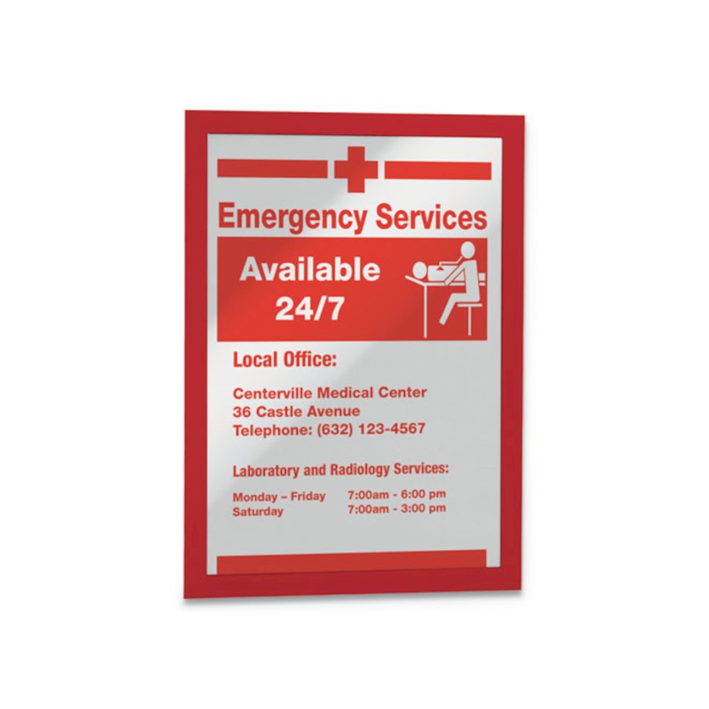 DURAFRAME Sign Holder, 8.5 x 11, Red Frame, 2/Pack. Picture 5