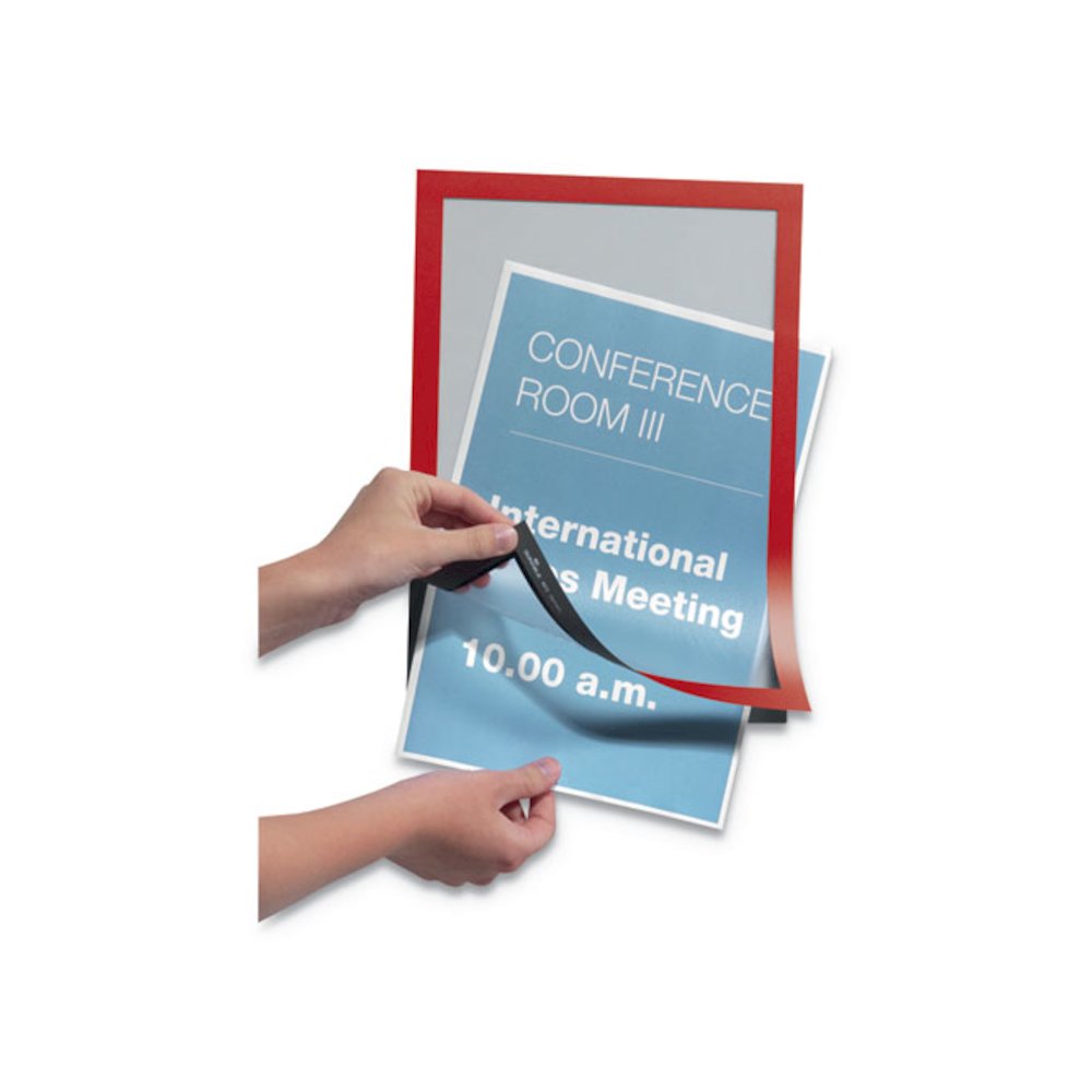 DURAFRAME Sign Holder, 8.5 x 11, Red Frame, 2/Pack. Picture 6