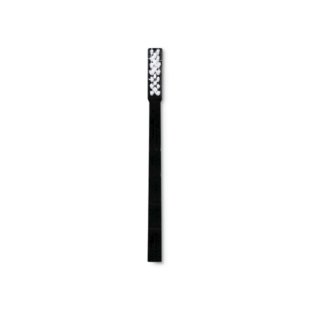 Flo-Pac Utility Toothbrush Style Maintenance Brush, White Nylon Bristles, 7.25" Brush, 7" Black Polypropylene Handle. Picture 2
