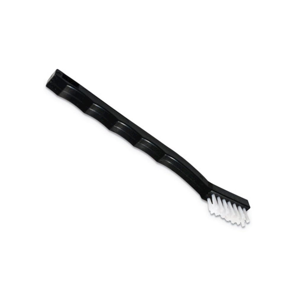 Flo-Pac Utility Toothbrush Style Maintenance Brush, White Nylon Bristles, 7.25" Brush, 7" Black Polypropylene Handle. Picture 3