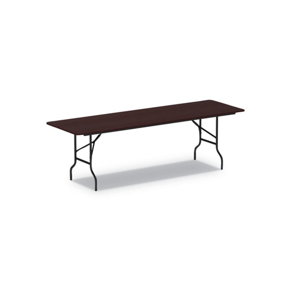 Wood Folding Table, Rectangular, 95.88w x 29.88d x 29.13h, Mahogany. Picture 1