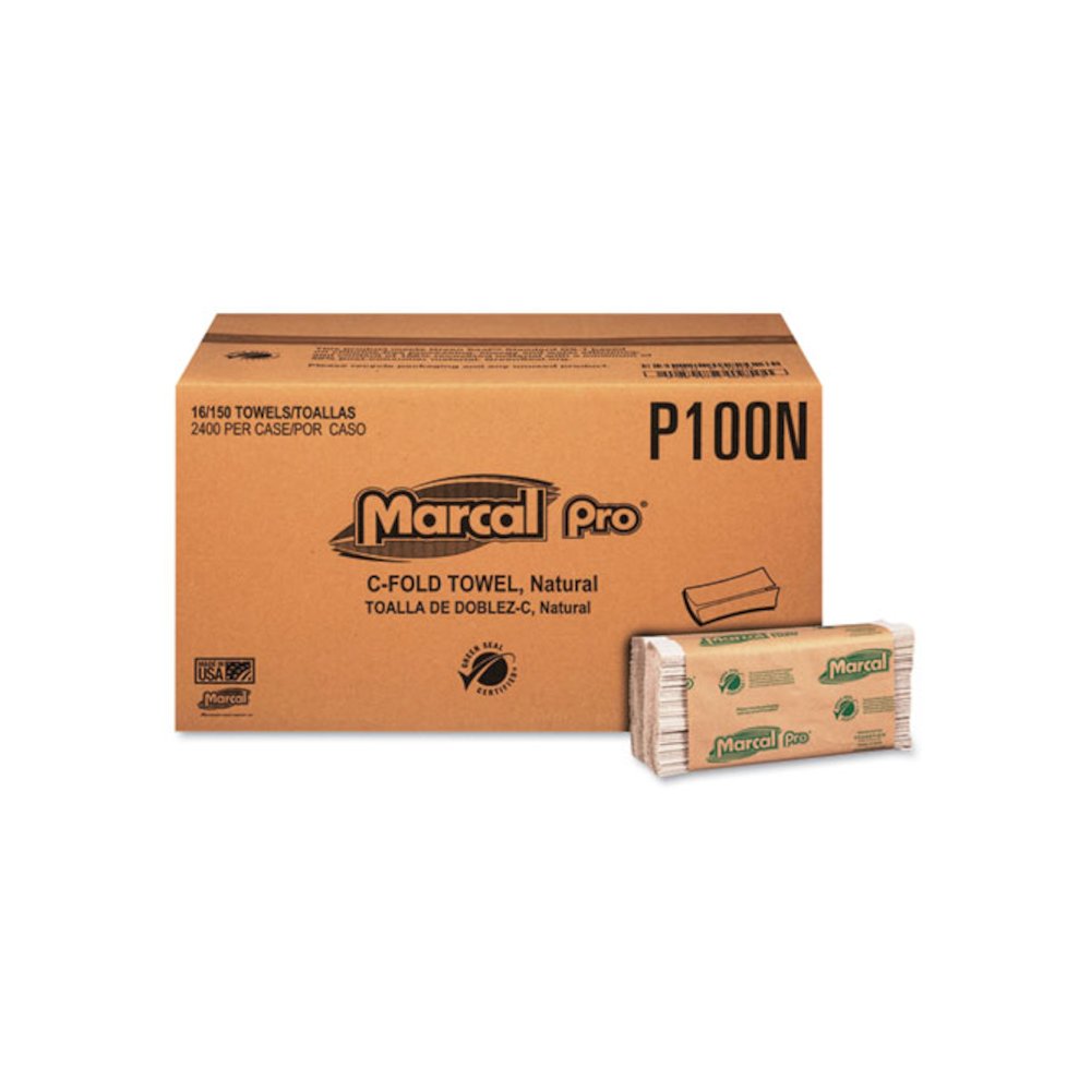 100% Recycled Folded Paper Towels, 1-Ply, 12.88  x 10.13, Natural, 150/Pack, 16 Packs/Carton. Picture 1