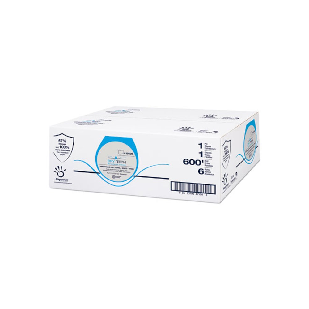 Dry Tech Paper Towel, 1-Ply, 7.5" x 600 ft, White, 6 Rolls/Carton. Picture 1