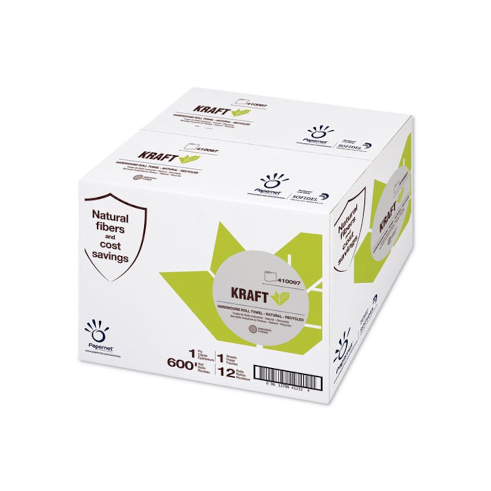 Kraft Tech Hardwound Roll Towel, Kraft, 1-Ply, 7.8" x 600 ft, Brown, 12 Rolls/Carton. Picture 1